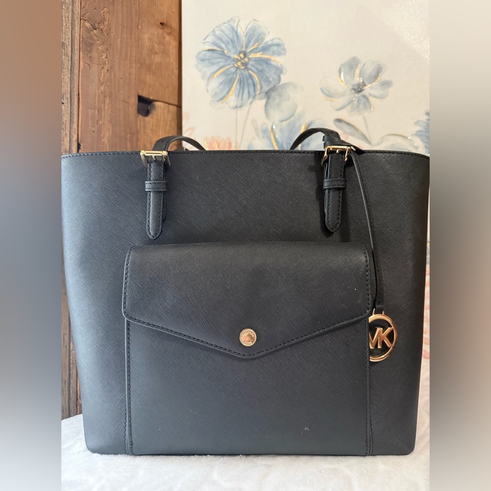 Michael Kors Black Jet Set Leather Tote Bag